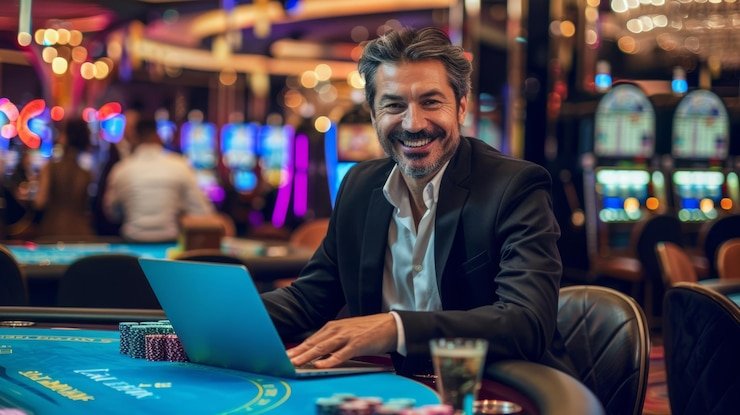 Antarmuka mobile Casino Hold'em dengan tombol kontrol yang besar dan video dealer langsung